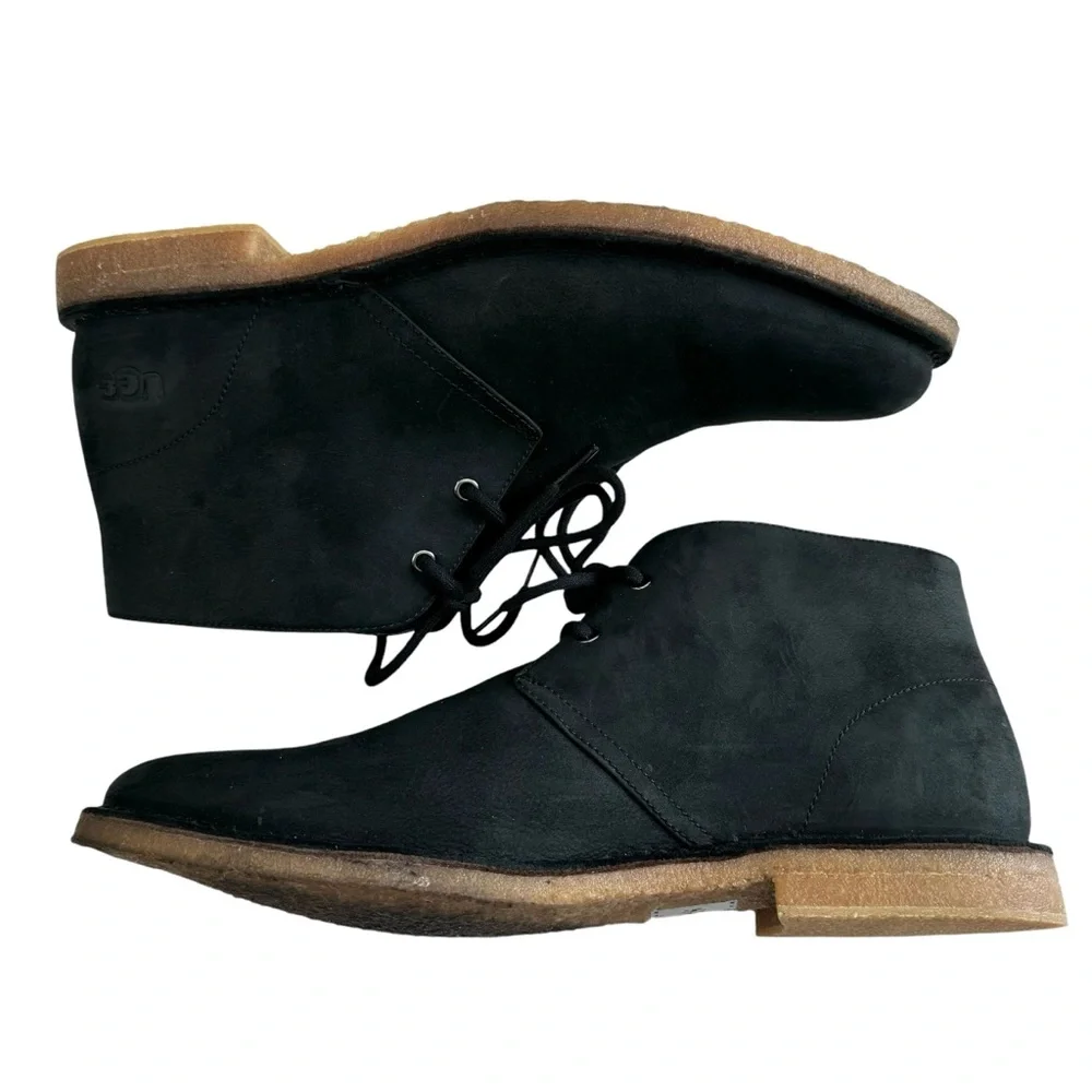 Ugg Groveland Black Leather Lace-Up Chukka Boots Men's Size 11.5